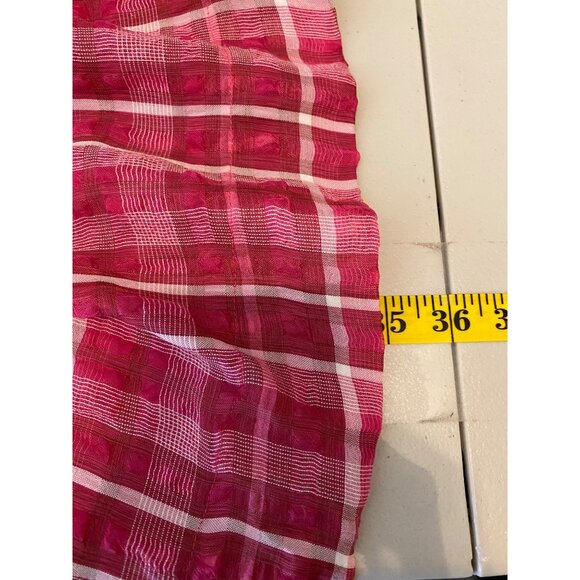 Madewell Baby Doll Dress Plaid Pink/White Puff Sleeve Keyhole Back Small - Picture 8 of 13